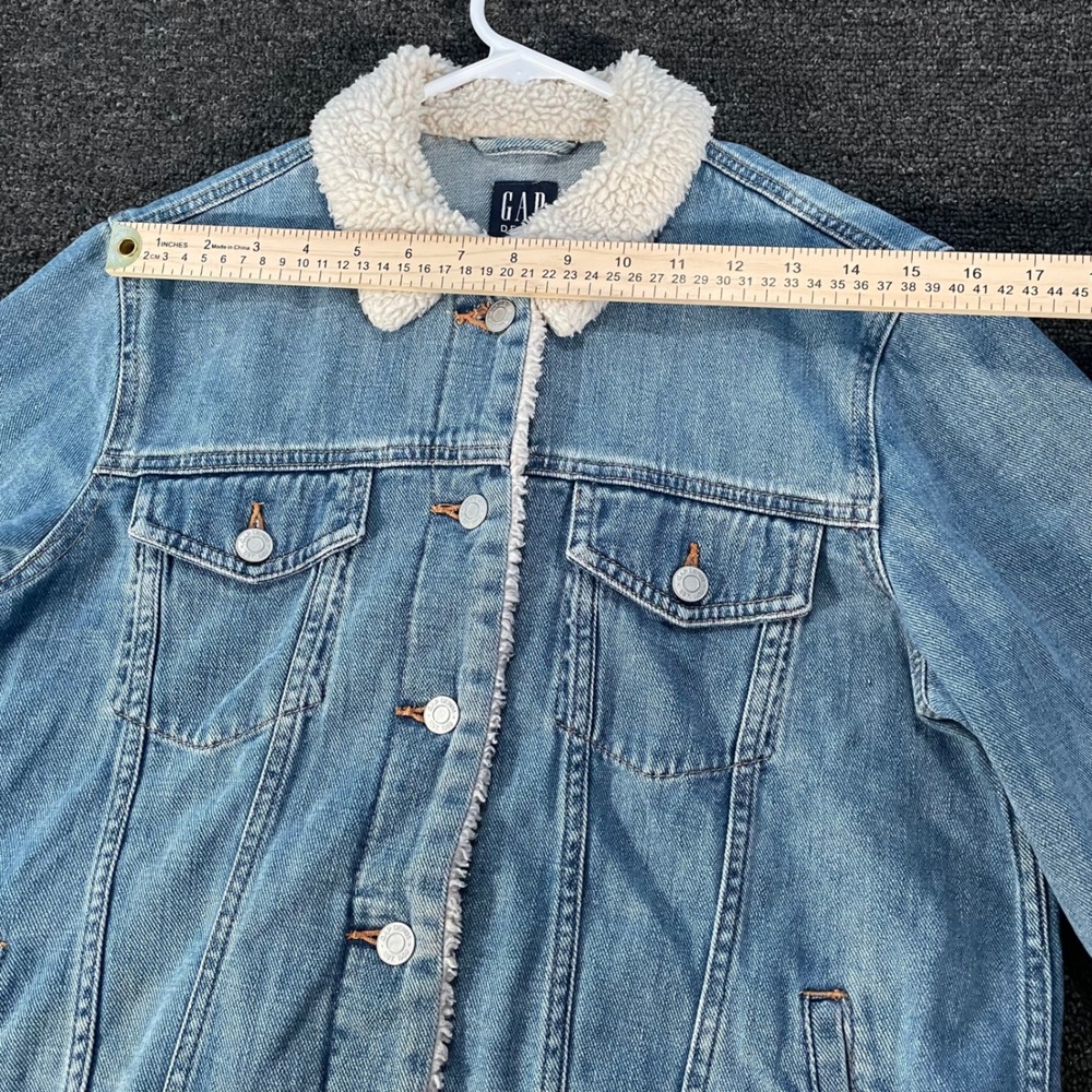 Gap Icon Denim Jacket Womens L Blue Exc Sherpa Collar Medium Wash 366191-00 - Picture 3 of 8